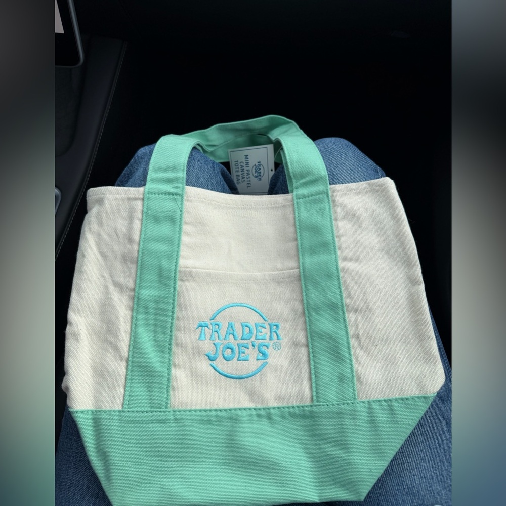 Trader Joe’s mini tote bag pastel green